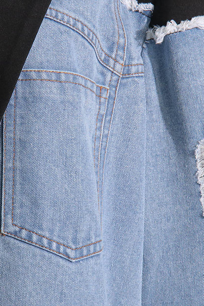 Color Blocking Loose Denim Jacket