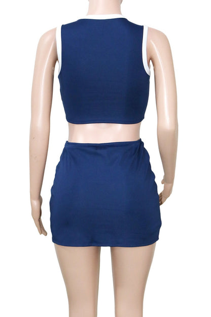 Contrast Trim Crop Tank & Skort Set