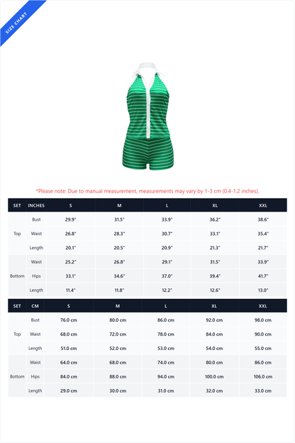 Striped Polo Collar Button-Front Top & Shorts Set