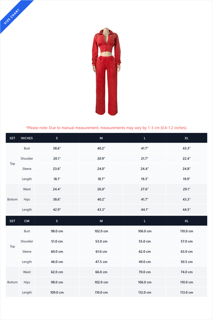 Washed Cropped Zip Jacket Wide Leg Pants Set