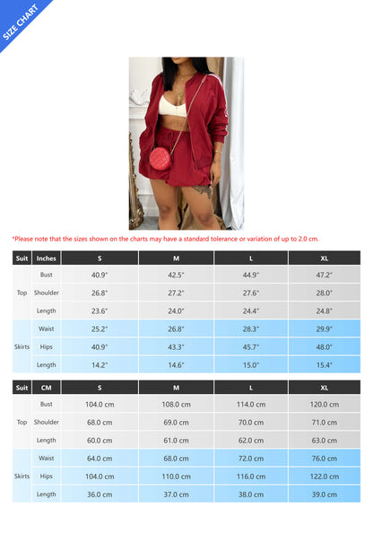 Side Stripe Jacket Bubble Skirt Set