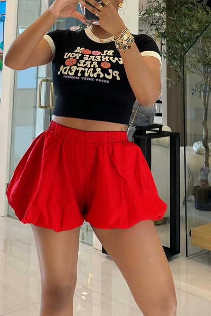 Bubble High Waist Puffy Pleated Shorts