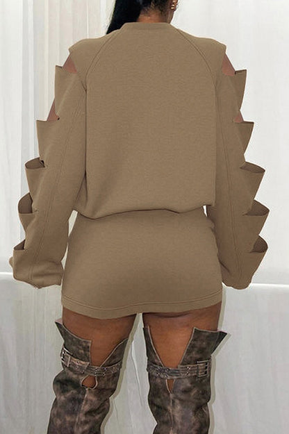 Ripped Loose Top & Fitted Mini Skirt Set