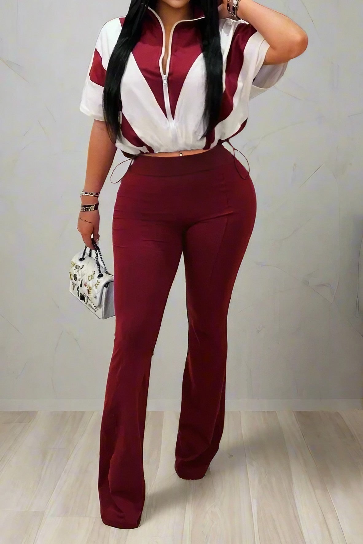 Elastic Waist Colorblock Sport 2-Piece Set