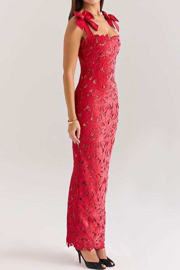 Sleeveless Lace Backless Maxi Dress