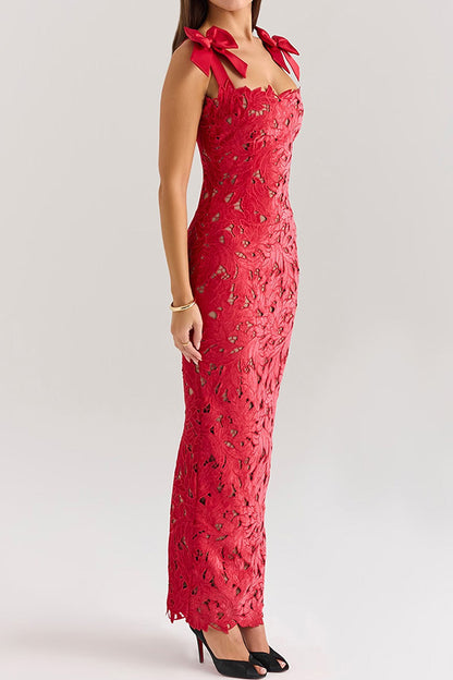 Sleeveless Lace Backless Maxi Dress