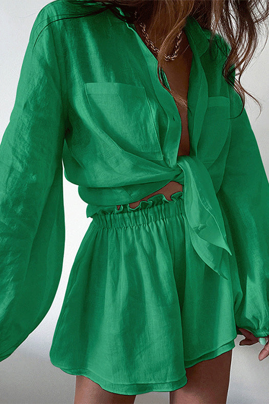 Top Ruffle Shorts Two-piece Casual Fashion Suit