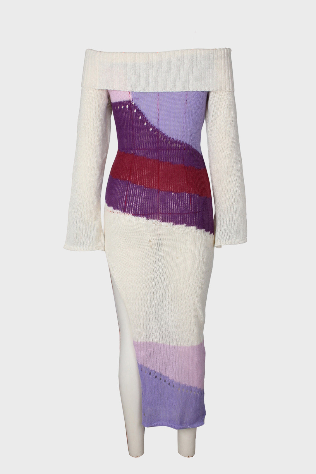 Purple Sheer Knitted Midi Dress