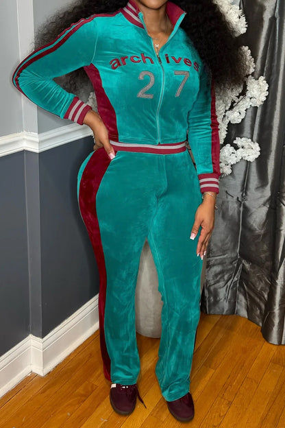 Graphic Velour Flared Track Set