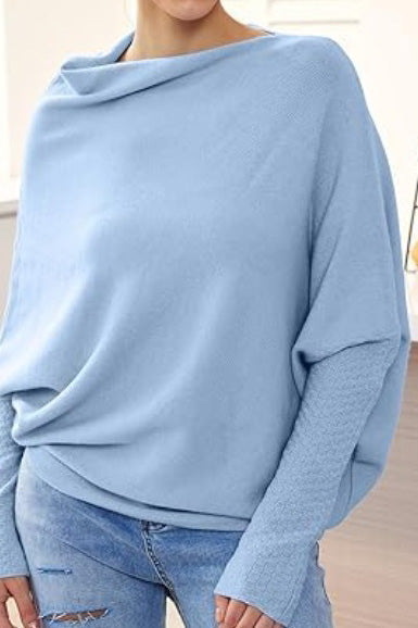 Solid Crew Neck Long Sleeve Top