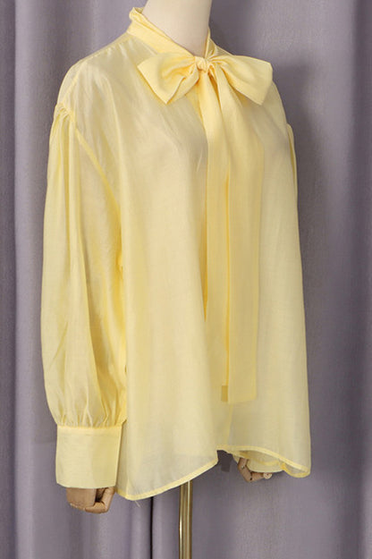 Satin Scarf-Neck Blouse