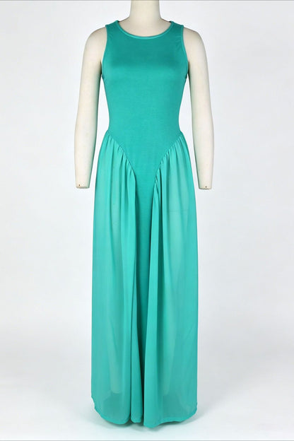 Spliced Chiffon Pleated Maxi Dress