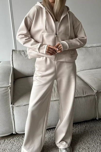 Hooded Zip Sweatshirt & Drawstring Pants Set