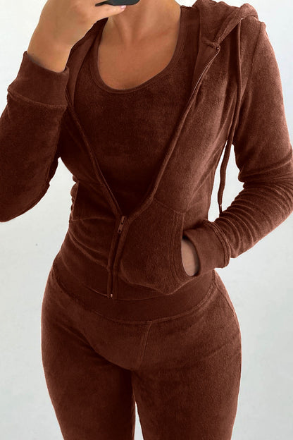 Zip Hoodie, Tank & Pants Three-Piece Lounge Set