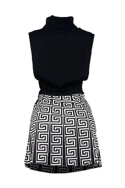 Printed Skirt & Embroidered Top Set