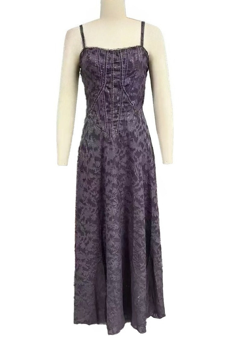 Floral Jacquard Corset Maxi Dress