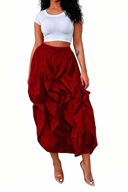 Cascading Ruffle Midi Skirt