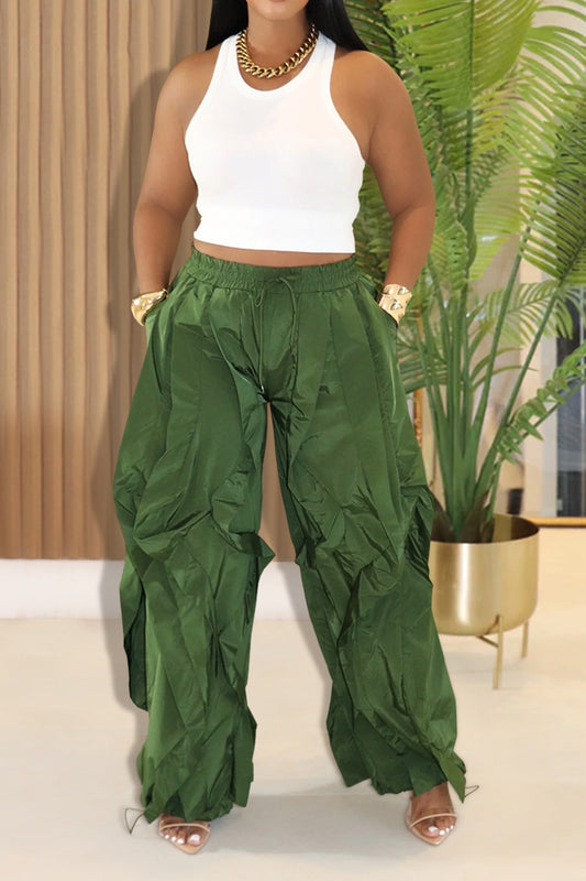Pleated Wide Leg Casual Pants