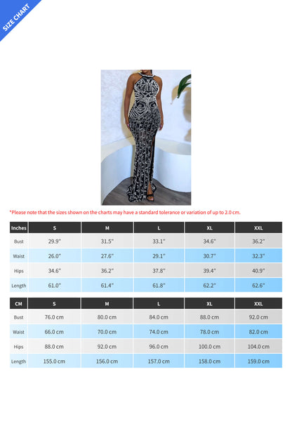 Solid Rhinestone Backless Split Maxi Dress