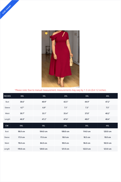 Plus Size Asymmetrical Cutout A-Line Midi Dress