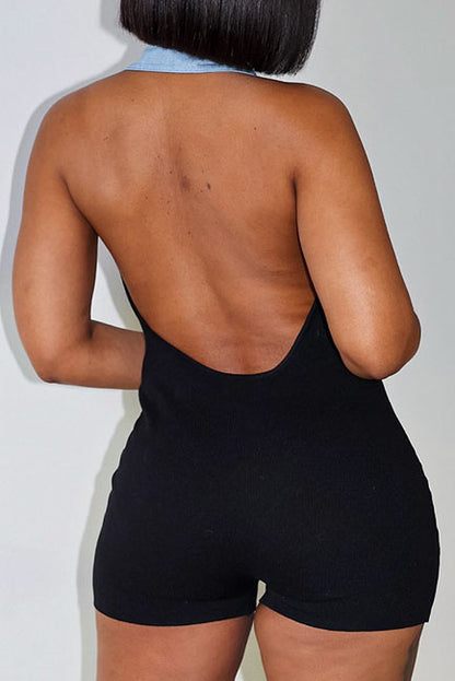 Black Denim Romper