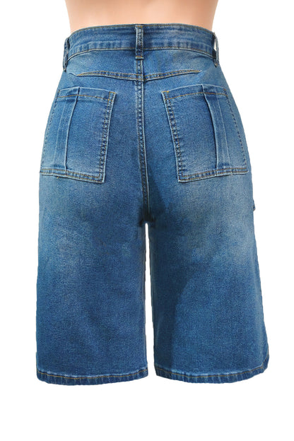 Layered Baggy Denim Skort Shorts