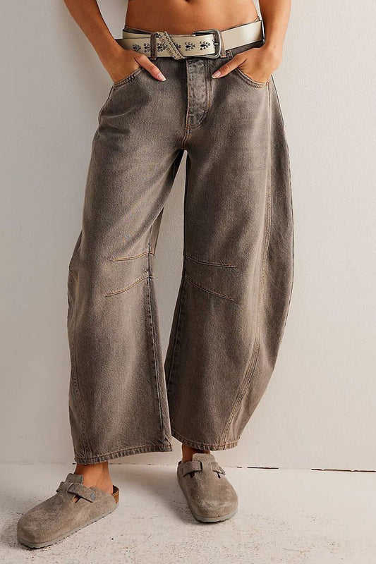 Mid Rise Barrel Jeans