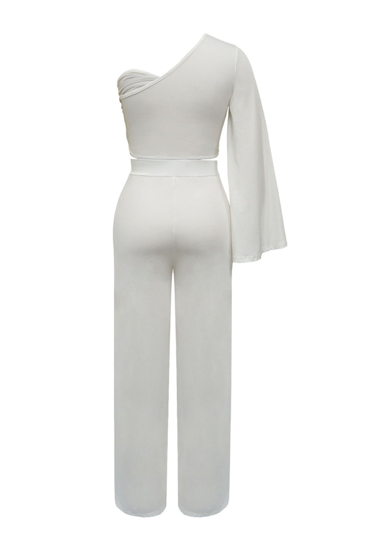 Asymmetrical Twist Crop Top & Draped Wide Leg Pant Set
