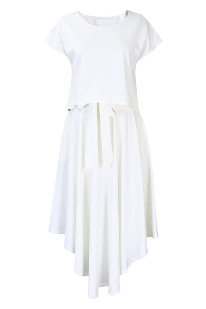 Solid Top & A-Line Midi Skirt