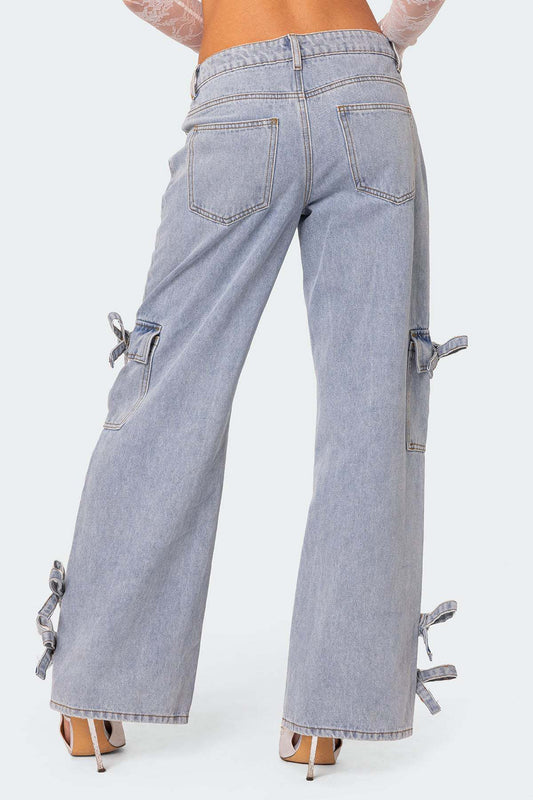 Low Rise Wide Leg Cargo Jeans