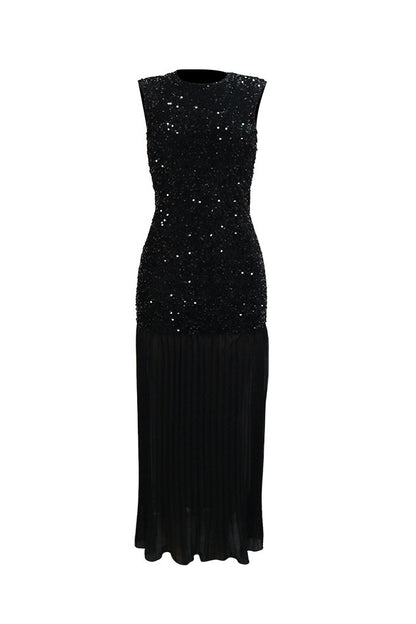 Sparkling Velvet & Chiffon Maxi Dress