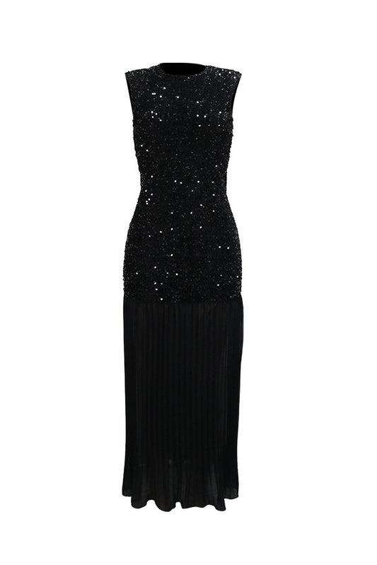 Sparkling Velvet & Chiffon Maxi Dress
