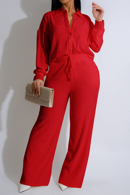 Loose Long Sleeve Top & Straight Pants Set