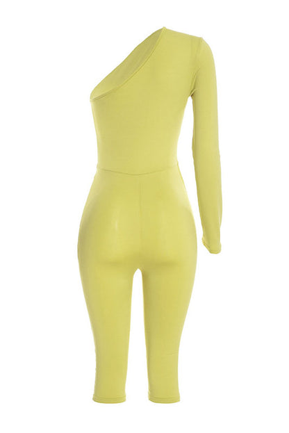 One-Shoulder Cutout Capri Jumpsuit