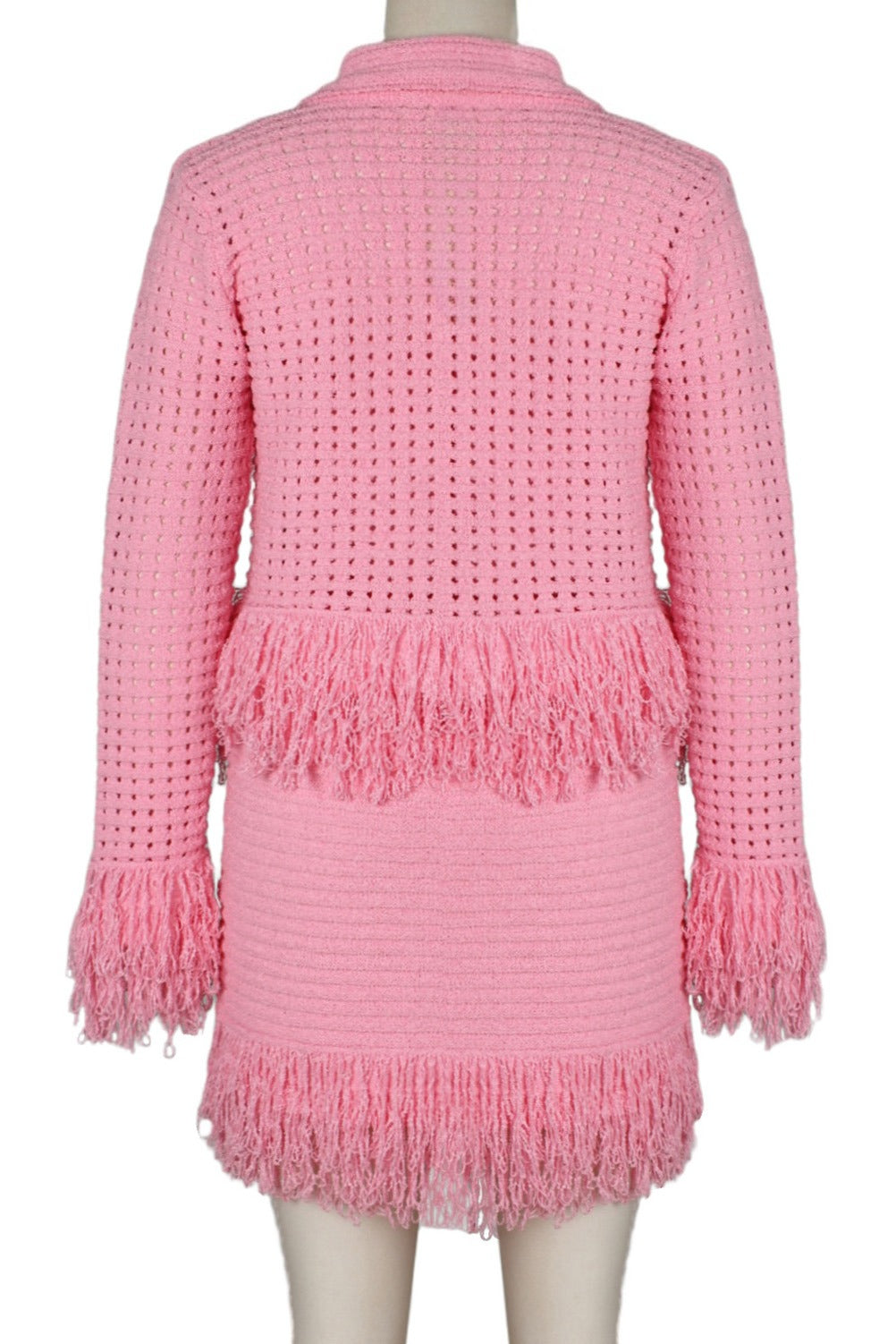 Knitted Fringe Skirt Set