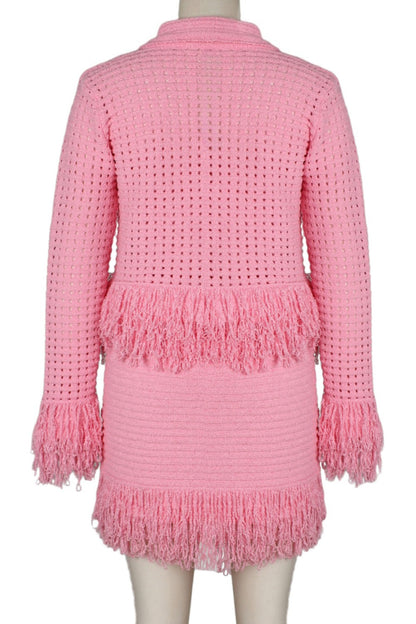 Knitted Fringe Skirt Set