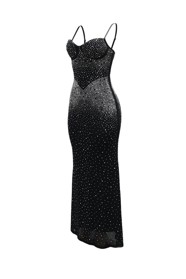 Rhinestone Corset Mermaid Maxi Gown