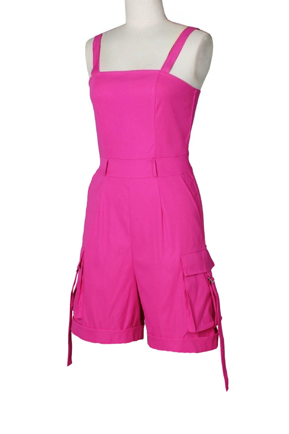 Square Neck Sleeveless Utility Cargo Romper