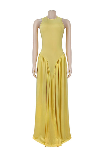 Sleeveless Drop Waist Flowy Maxi Dress