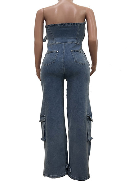 Hip Hop High Waist Denim Jumpsuit