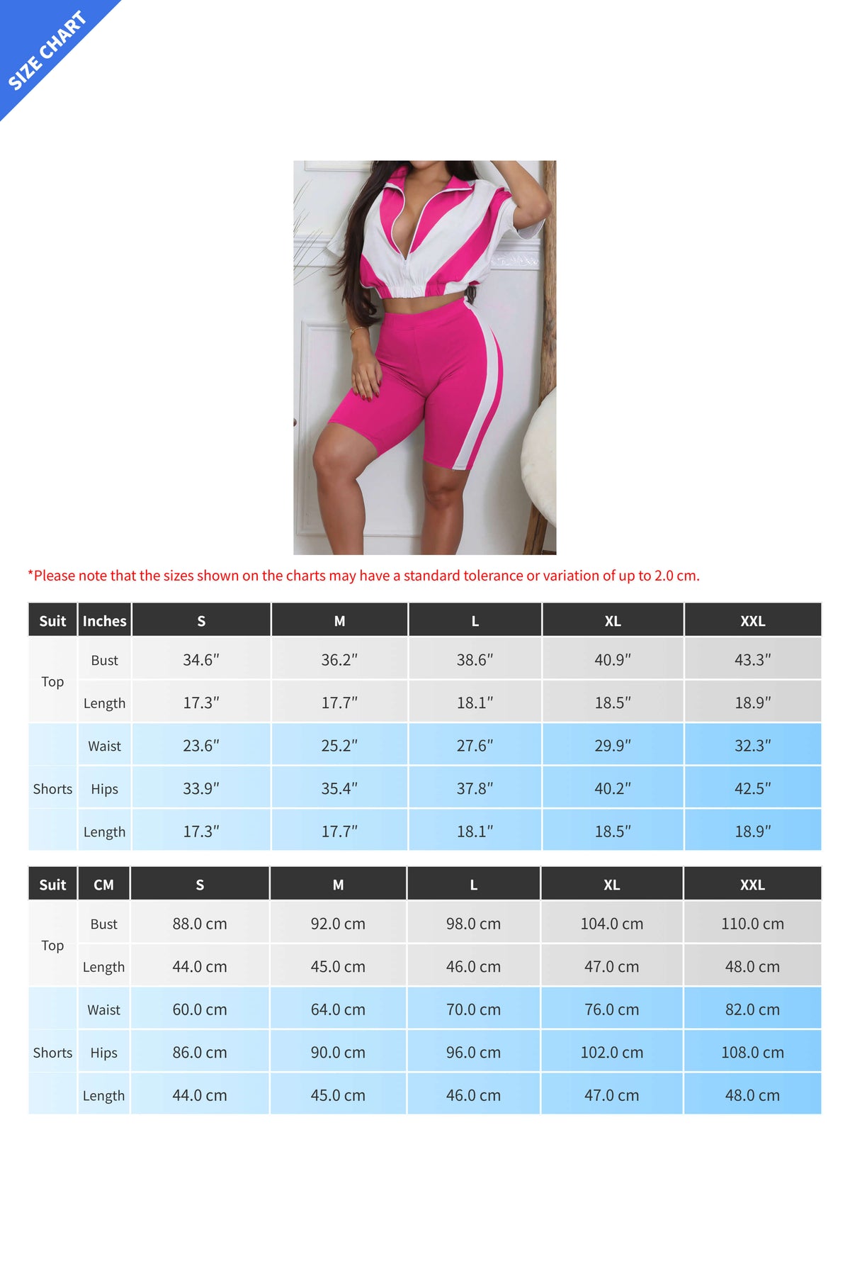 Color-Block Zip Crop Top & Biker Short Set