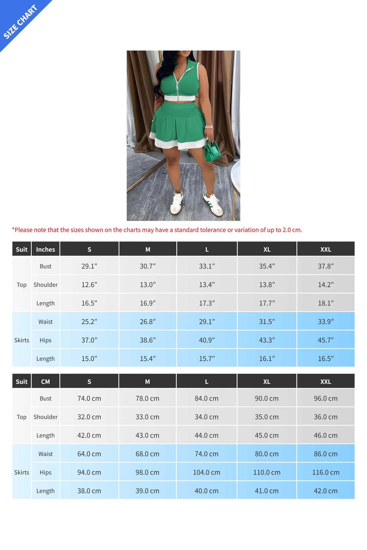 Colorblock Sleeveless Zip Top and Skirt Outfit