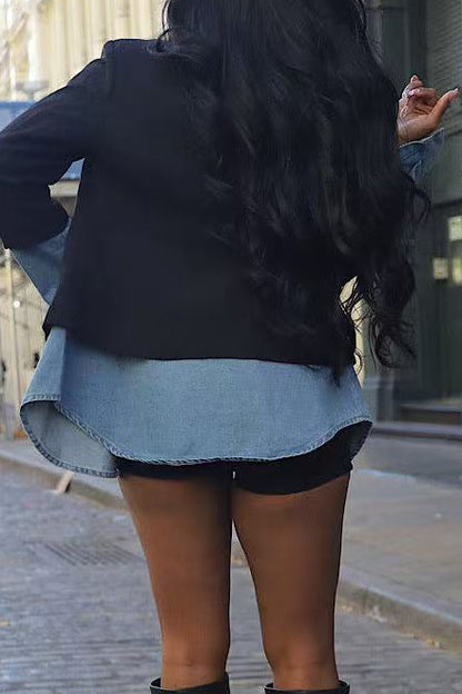 Patchwork Denim Blazer