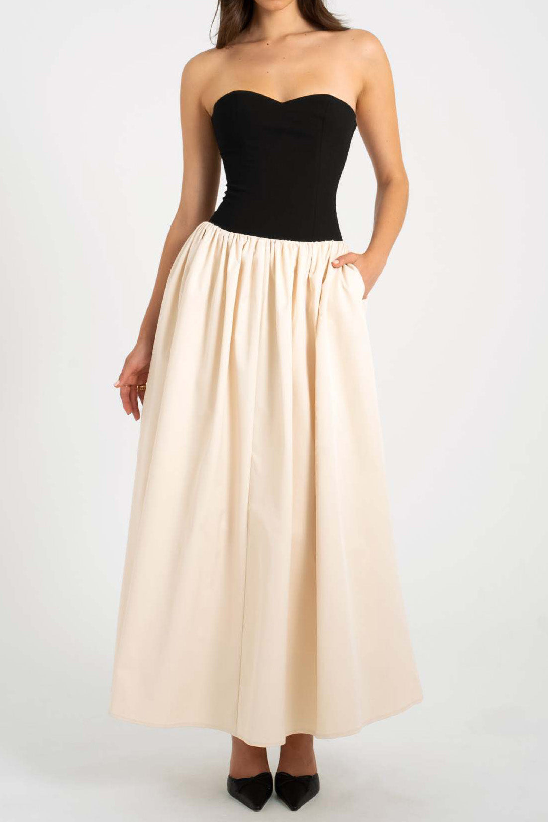 Colorblock Strapless Sleeveless Dress