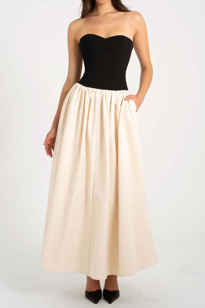 Colorblock Strapless Sleeveless Dress