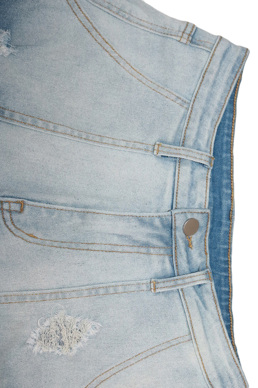 Color-Fade Ripped Jeans Shorts