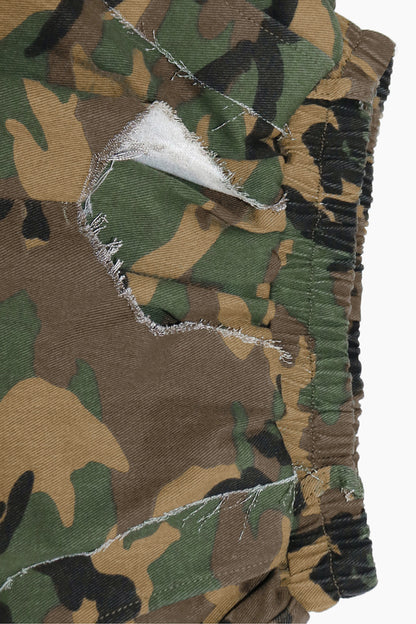 Camo Print Elastic Waist Harem Pants