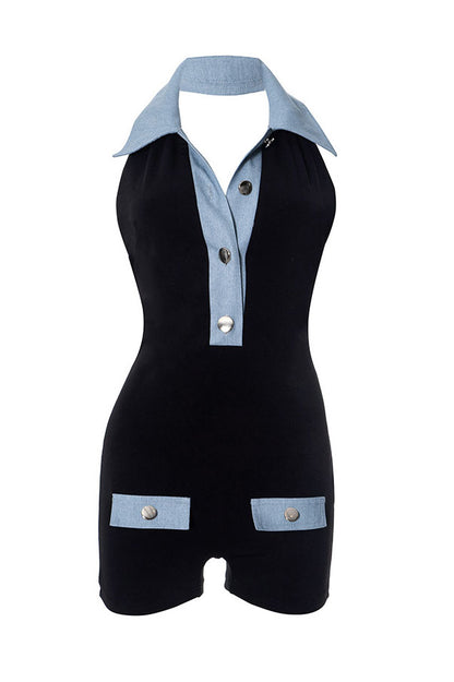 Black Denim Romper