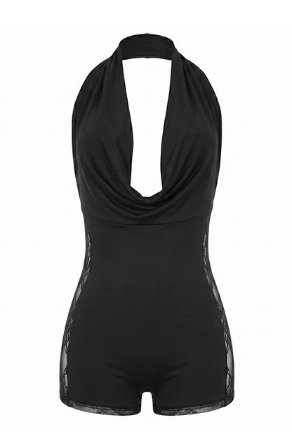 Sexy Halter Cowl Neck Lace Romper
