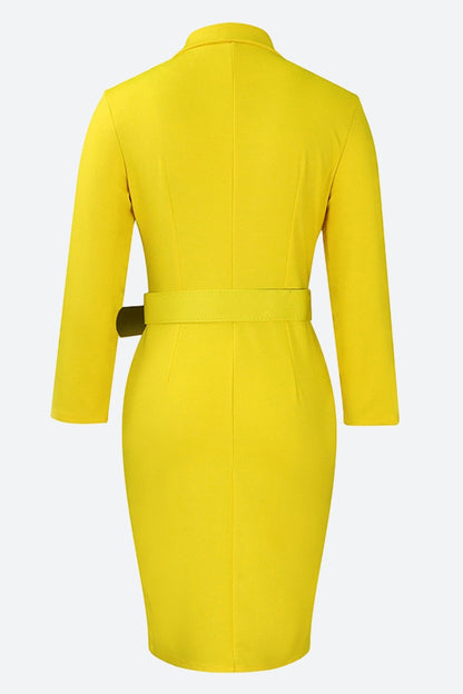 Long Sleeve Double Breasted Midi Dress